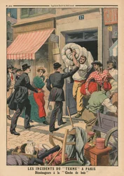 Problemas de término en París, hombres de mudanza clandestinos, ilustración de 